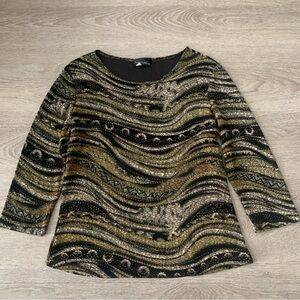 Brittany Black Abstract Top Size M